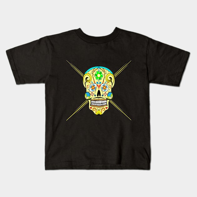 Funny Skull Day Of The Dead Retro Vintage For Perfect Gift Kids T-Shirt by SILVER01